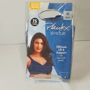 Playtex 18 Hour Size 42C Wirefree Lift and Support‎ Blue Bra Style 4745 N…